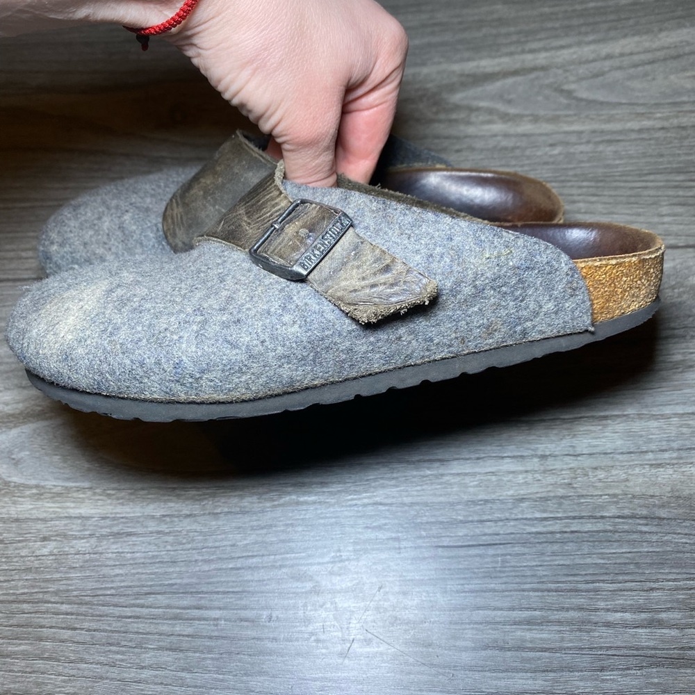 VGUC BIRKENSTOCK Basel 38 Wool Clogs w/ Leather Strap and Buckle - Picture 3 of 16